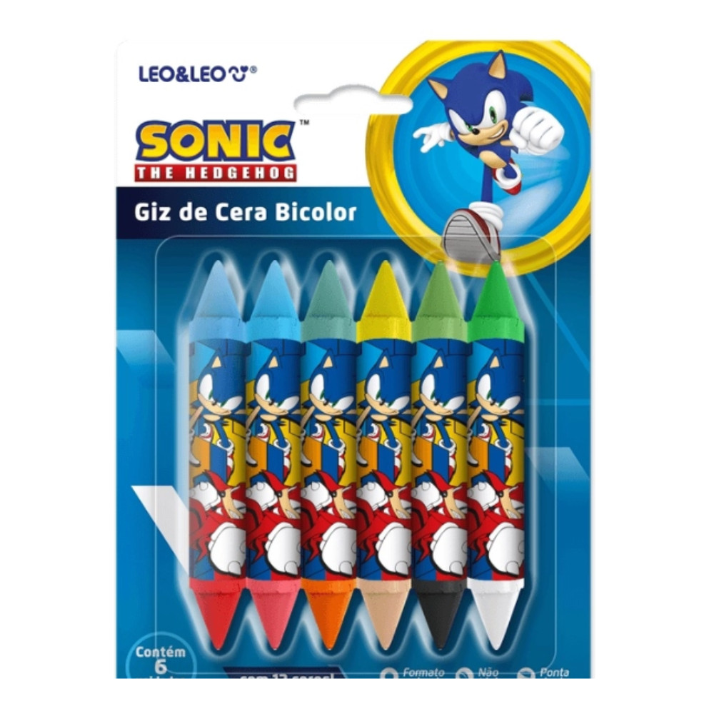 Giz De Cera Bicolor 12 Cores Sonic LEONORA