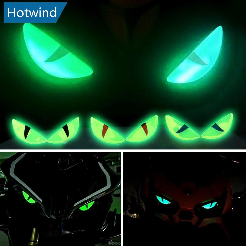 HW 1 Par Motocicleta Diabo Olho Adesivos Farol Luminoso Dazzle Cor 3D Decalques Corpo Moto À Prova Dwaterproof Água Deco