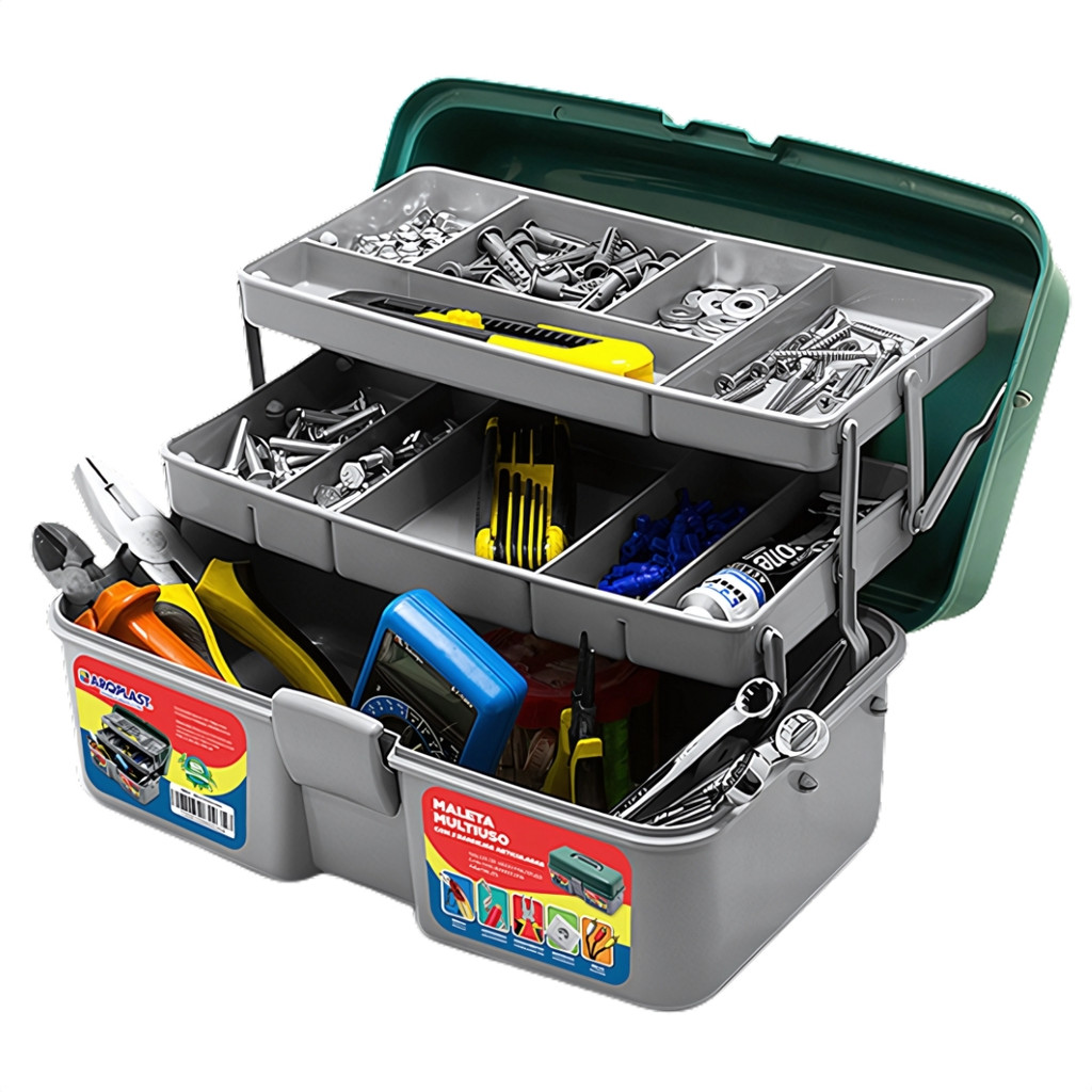 Maleta Organizador Multiuso Acessórios Pesca com Divisórias e Alça Transporte - Home & Living