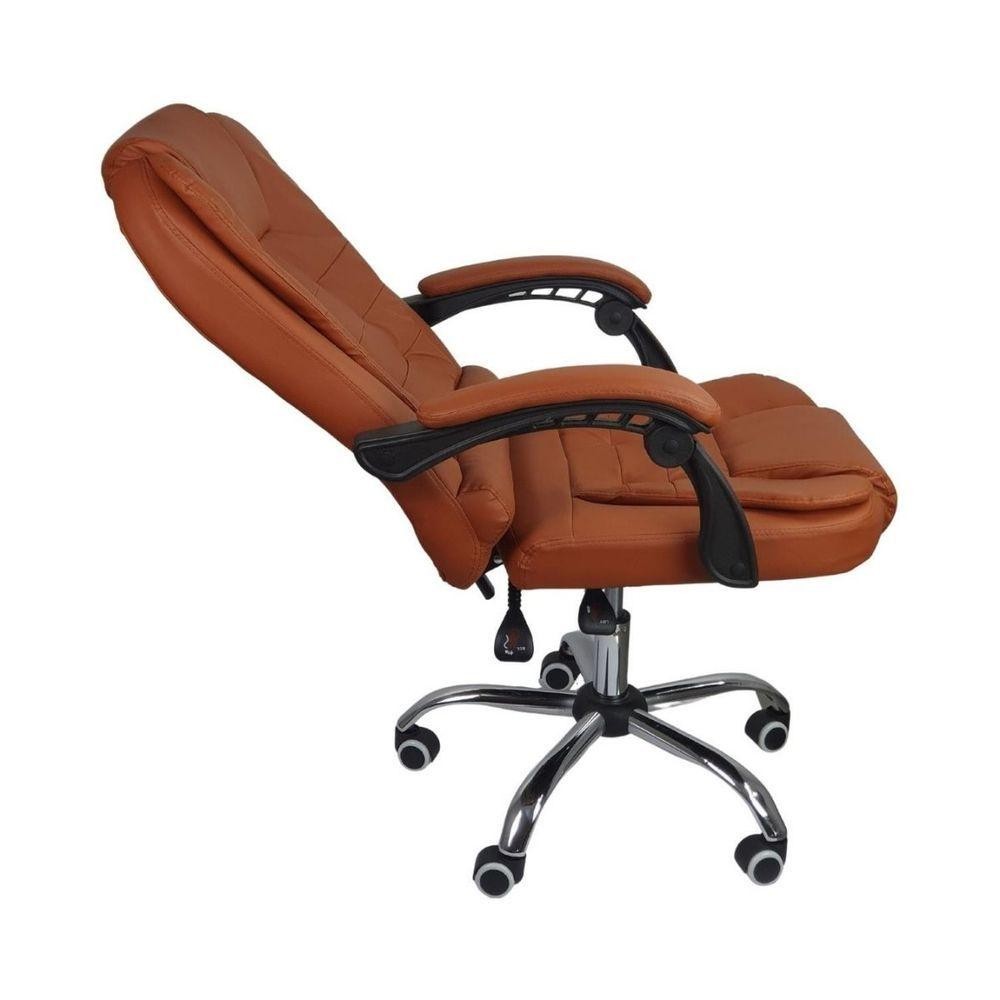 Cadeira De Escritório Presidente Reclinável Ergonômica Marrom Claro — imagem 2 de 2