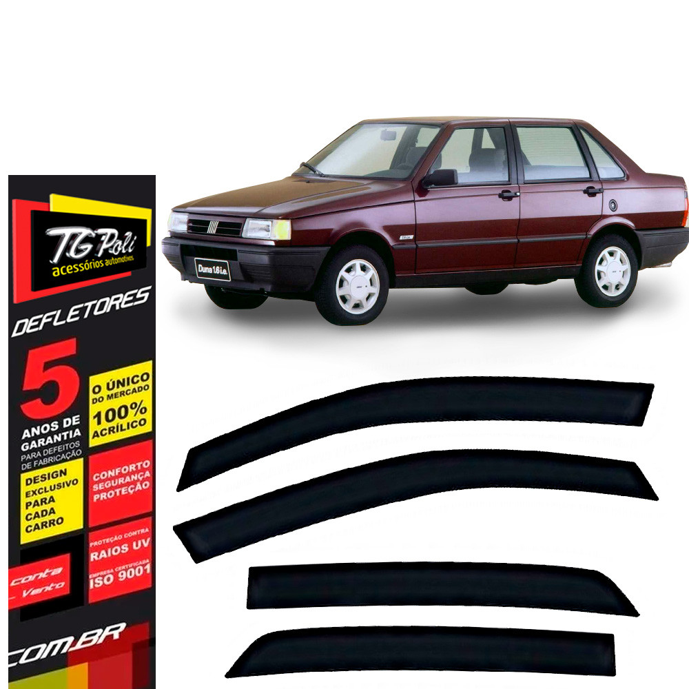 Calha de Chuva Fiat Uno 1985 a 2013 4 portas TG Poli Defletor Portas Protetor Janelas Fumê em Oferta na Shopee