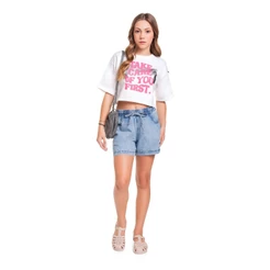 Blusa Cropped em Meia Malha Juvenil Gloss