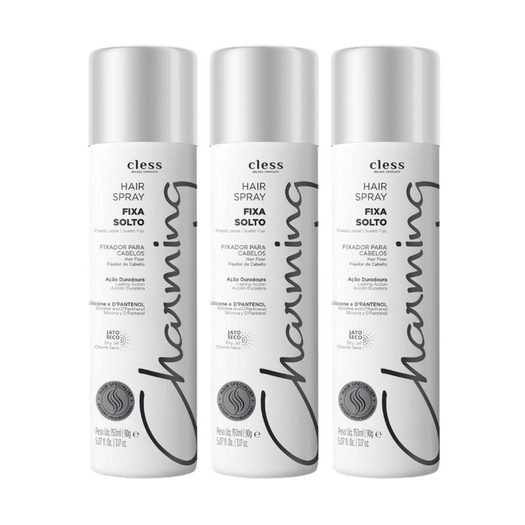 Kit Hair Spray Charming Normal Fixa Solto 150ml 3 unidades - Beauty