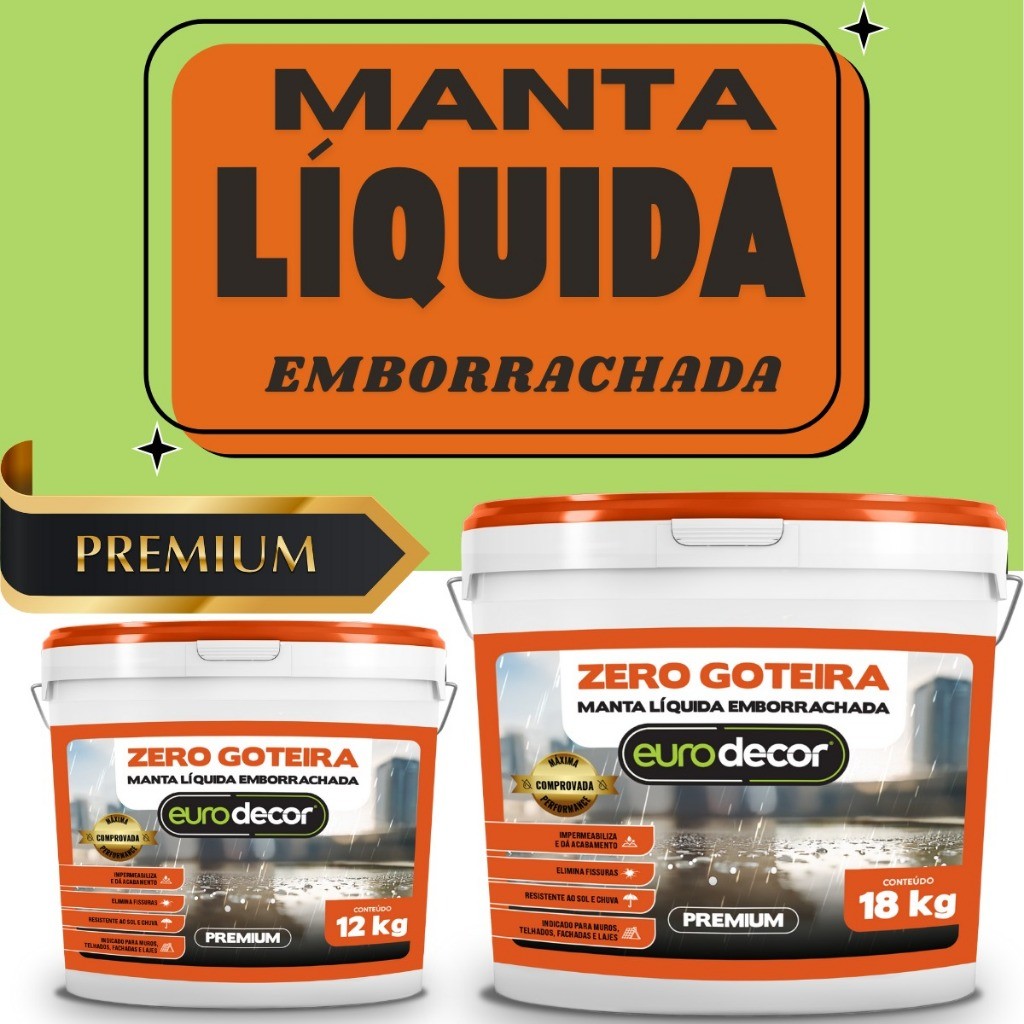 Zero Goteira Premium 18KG Ou 12KG Veda e Impermeabiliza Muros Fachadas Lajes e Telhados em Oferta na Shopee