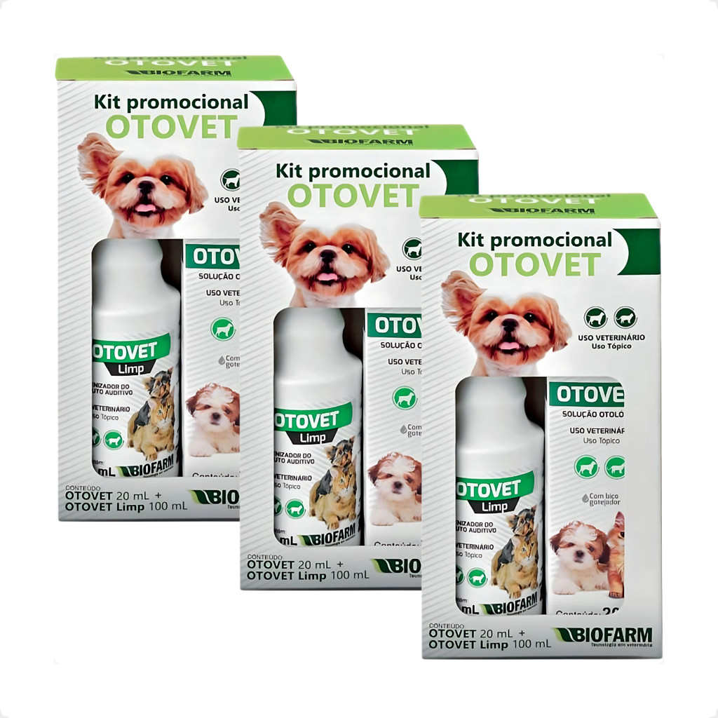 3 Kit Solução Limpeza Otovet Biofarm para Cães e Gatos - Kit em Oferta na Shopee