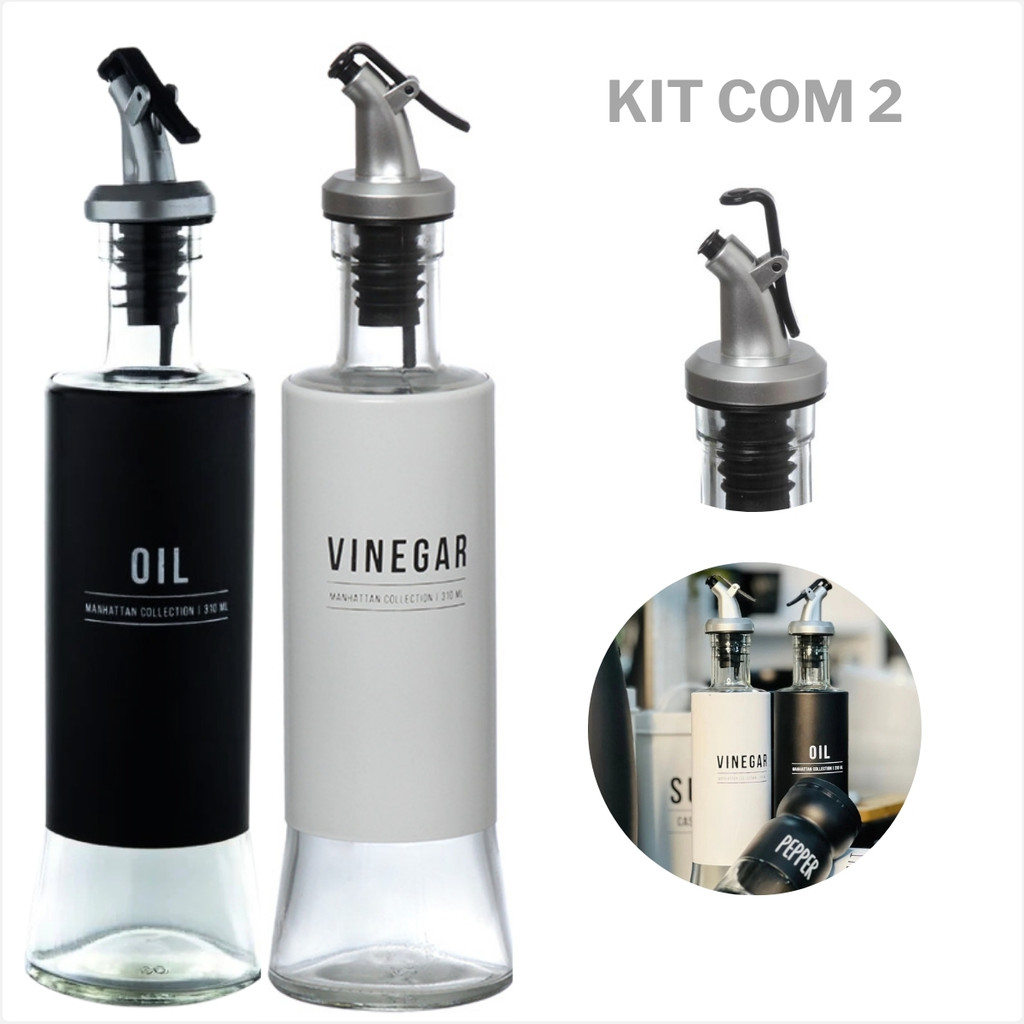 Conjunto Galheteiros 310ml Para Azeite Vinagre Óleo