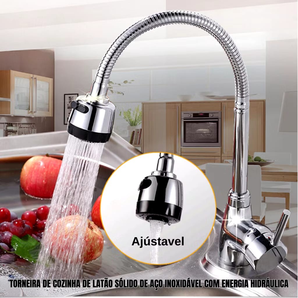Torneira Monocomando Cozinha Flex Gourmet 138 Pia Mesa Cano Inox Flexível agua quente e fria