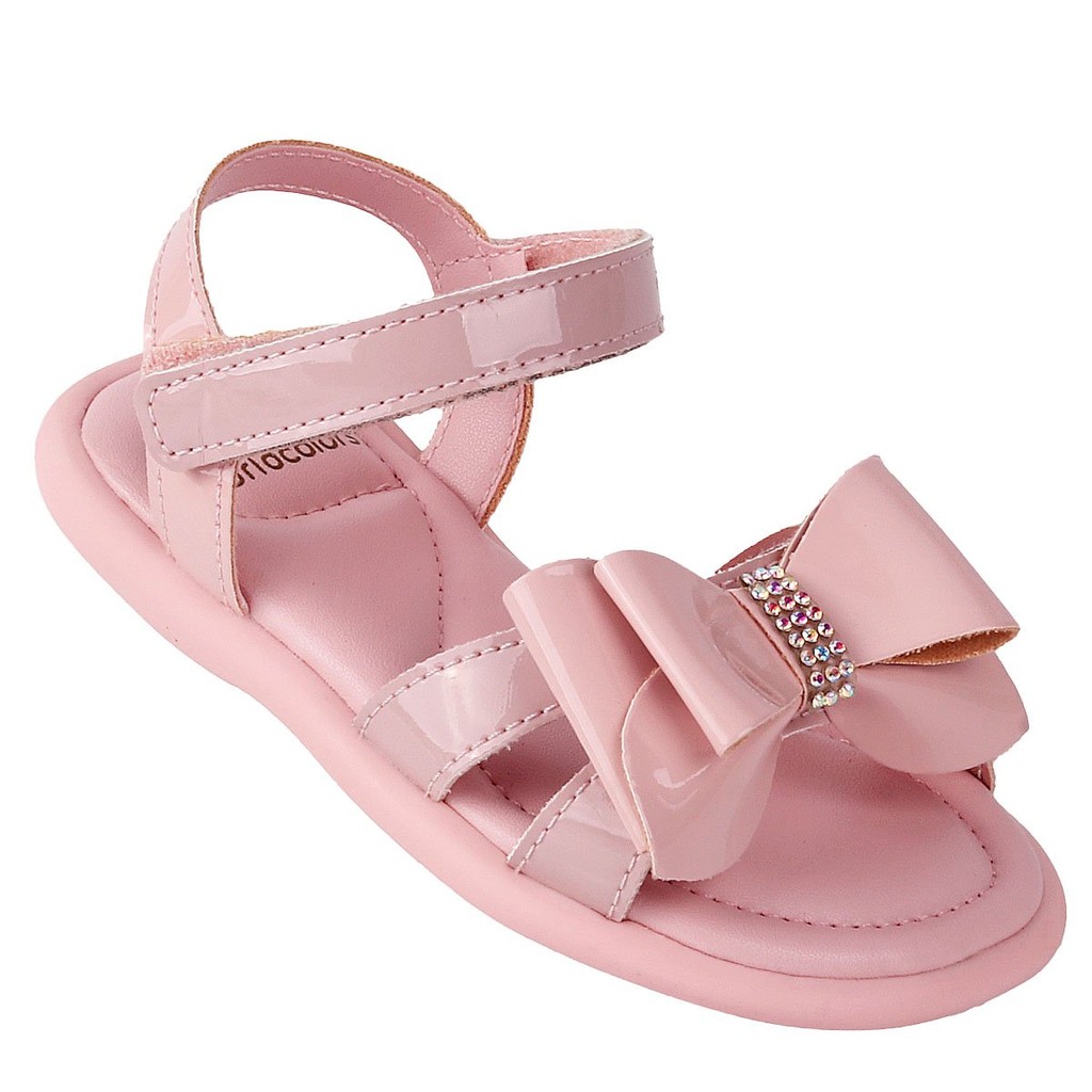 Sandália Infantil Menina WorldColors Fofura Palmilha Acolchoada Com Laço Strass Rosa