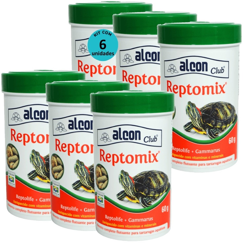 Ração Alcon Club Reptomix 60g Ração Para Tartarugas Aquáticas Kit Com 6