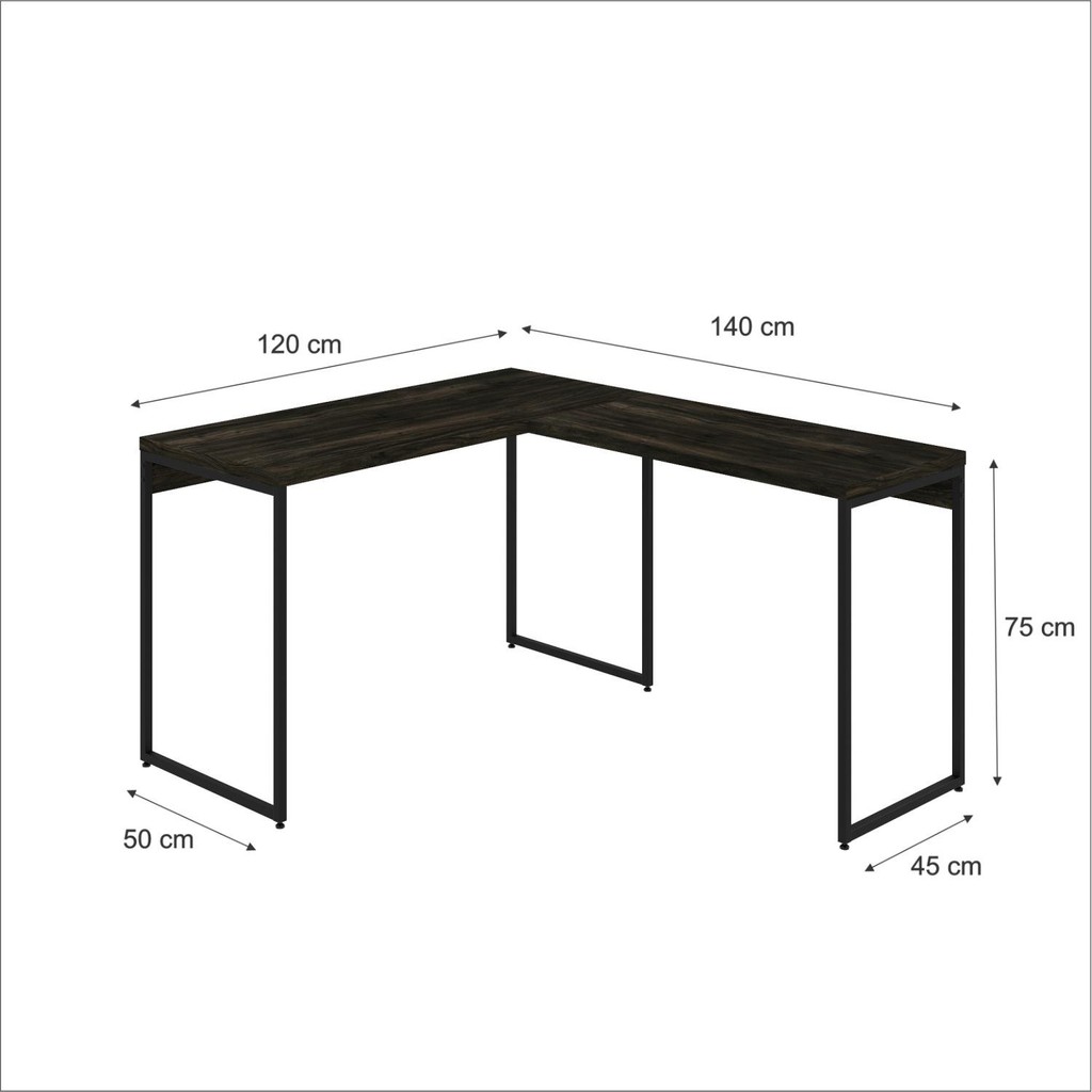 Mesa em L Dynamica Office 120X140X75cm