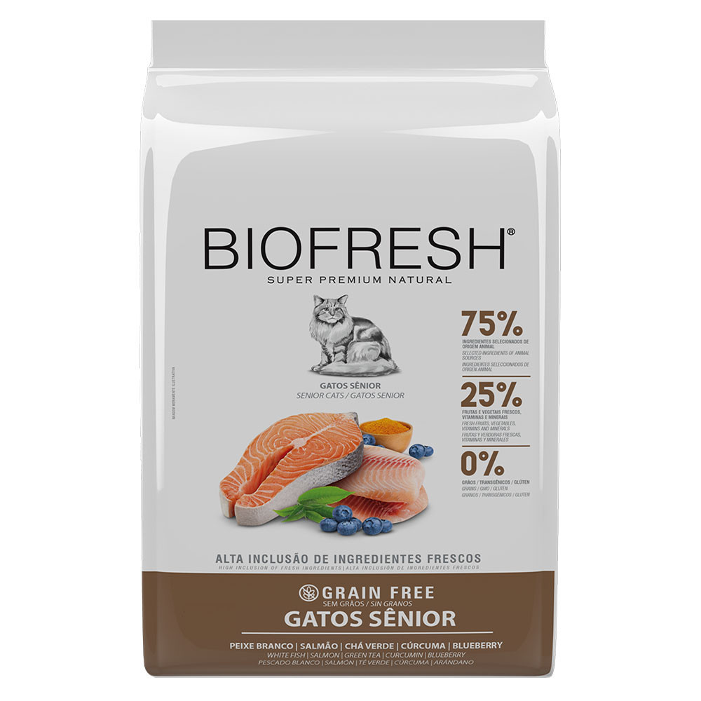 Ração Biofresh Para Gatos Sênior Peixe Branco 7,5kg em Oferta na Shopee