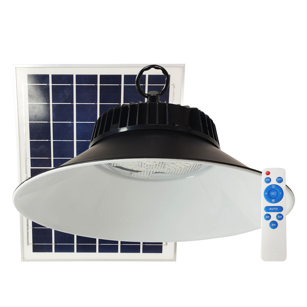 Luminaria Solar Industrial Loja Empresa Comercio 150W Galpão Regulavel Quintal com Controle Remoto Sala de Estar Pendente Placa Solar High Bay