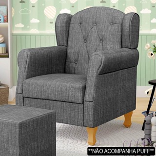 Poltrona de Amamentação e Descanso com Pés de Madeira Lucy P04 Linho Cinza Escuro - Mpozenato em Oferta na Shopee