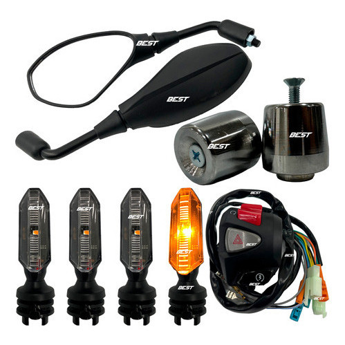 Punho Cb500 + Retrovisor F800 + Peso Pcx + Kit 4 Pisca Led