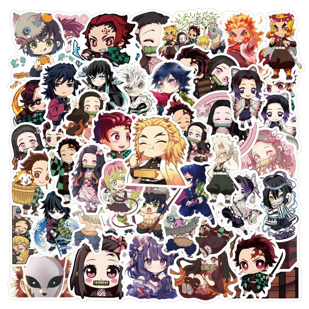 50PCS Cute Q-version Anime Demon Slayer Adesivos De Grafite À Prova D'água Para Bagagem De Telefone Decalques Notebook Crianças Gravação De Presentesyourlife