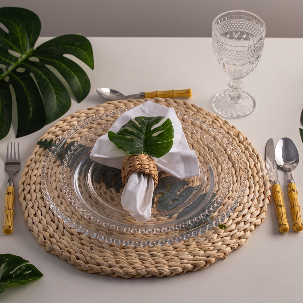 Prato Raso de Jantar Almoço Cristal Pearl Bolinhas 28cm Wolff 2671