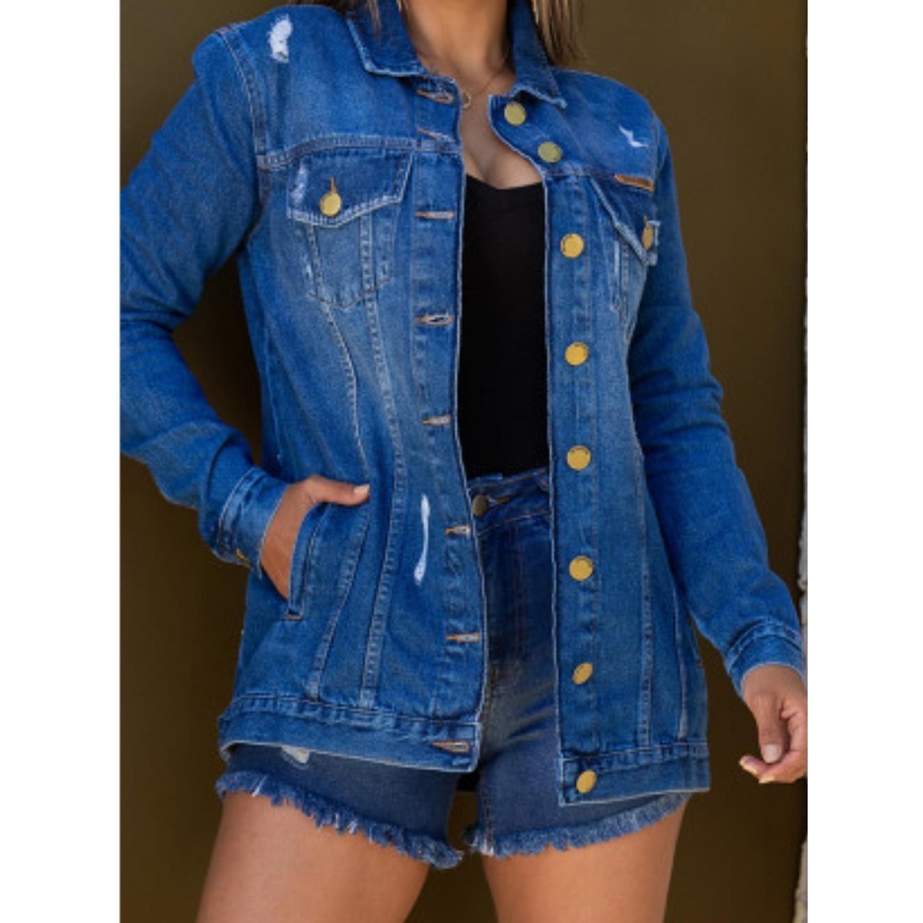Jaqueta Feminina Jeans Max Destroyed Revanche  51605