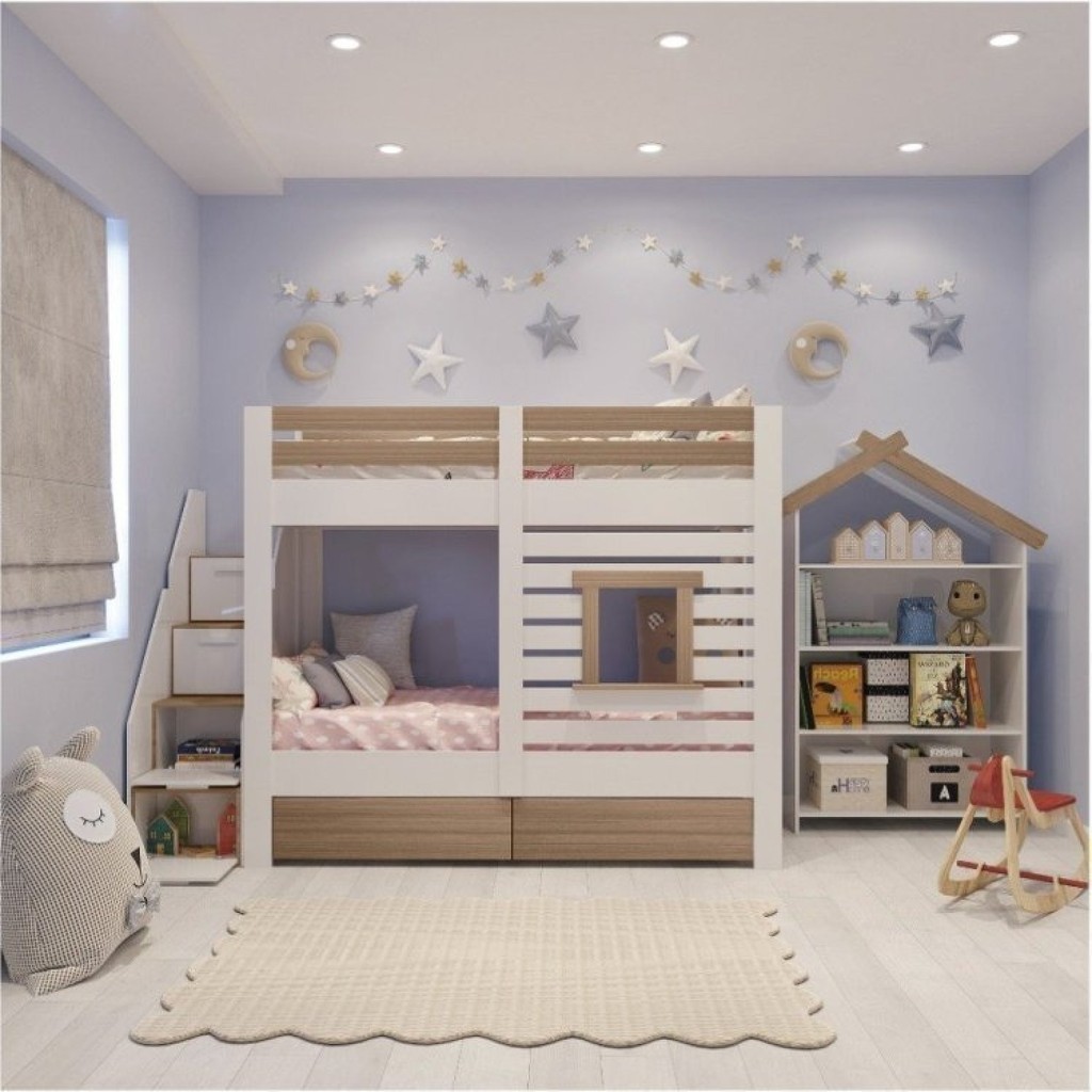 Beliche Infantil Star Plus com Janela Casatema Branco/Montana - Mom & Baby