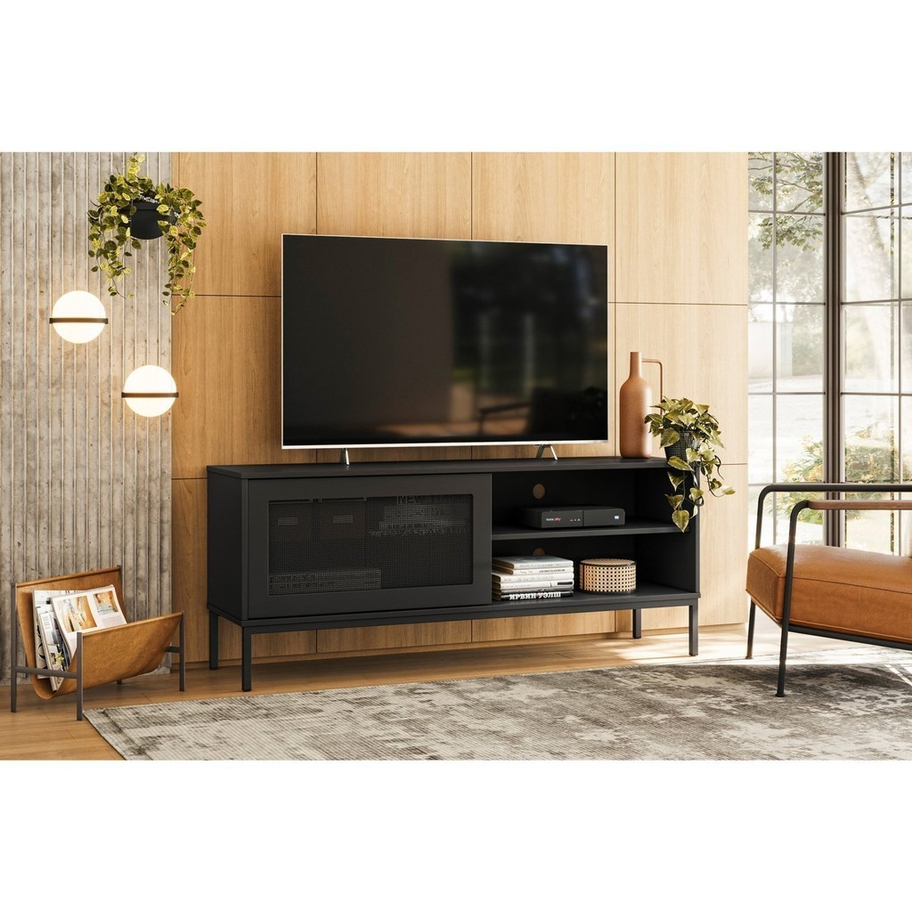 Rack para TV até 55 Polegadas 1 Porta Buriti Olivar Móveis  Preto - Home & Living