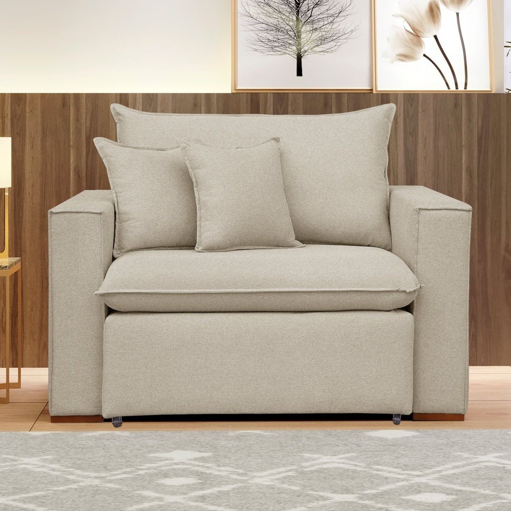 Poltrona Retrátil 100cm Barcelona Linho  Linho Cru em Oferta na Shopee