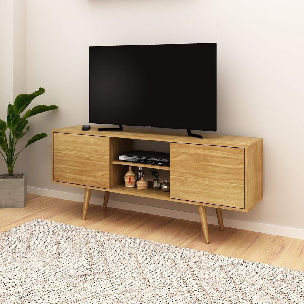 Rack Para Tv Até 65 Polegadas 2 Portas Retrô R1464 136Cm Natural em Oferta na Shopee
