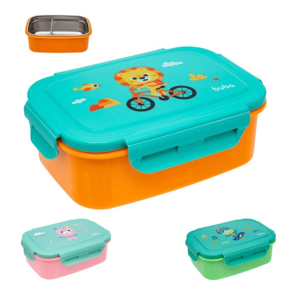 Lancheira Bentô Box Pote Infantil 600ml Marmita Inox Buba Zoo em Oferta na Shopee