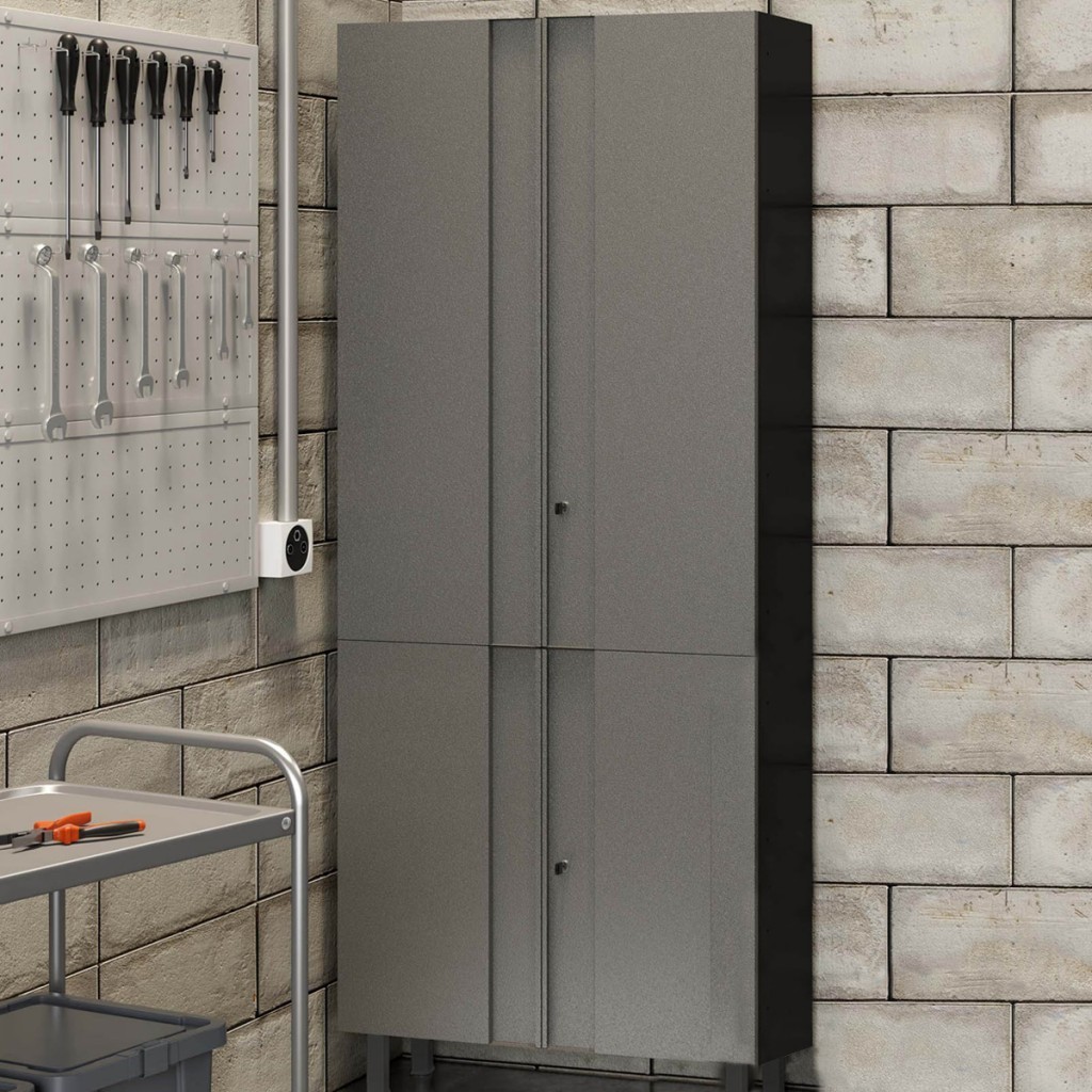 Armário Multiuso em Aço Multibox 4 Portas Cinza/Preto - Telasul em Oferta na Shopee