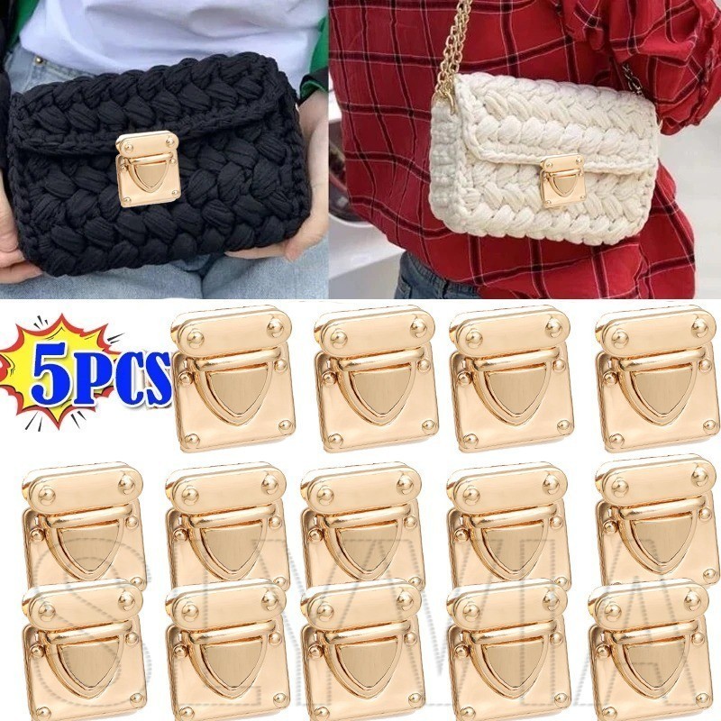 5Pcs Fechos De Trava Quadrada-Duráveis , Multiuso , Metal , Destacáveis-Para Bolsas De Ombro-Fivelas De Captura Feitas À Mão-Acessórios De Fechamento De Bricolagem-Torção