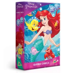 QUEBRA CABEÇA PRINCESA ARIEL DISNEY 60 PEÇAS JAK TOYSTER PUZZLE FILME DESENHO CRIANÇA MENINA JOGO