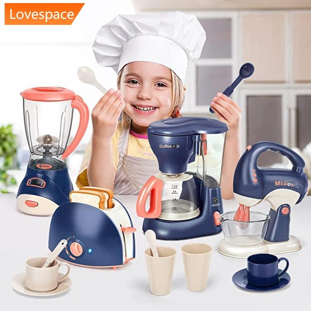 LS-STORE Mini Eletrodomésticos Brinquedos De Cozinha , Conjunto De Fingir Com Batedeira E Torradeira Para Crianças Meninas Presentes E5V8