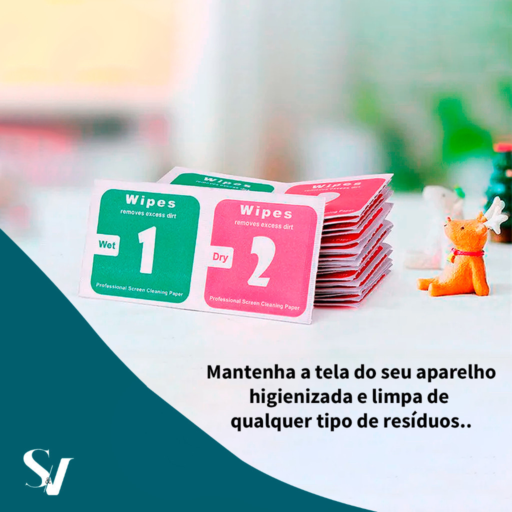 Kit de Limpeza para Peliculas / Telas de Celular Camera : Lenços Umedecidos e Secos