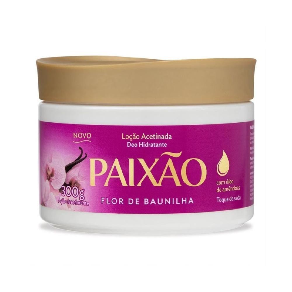 Locao Acetinada Deo Hidratante Paixao Flor de Baunilha 300g em Oferta na Shopee