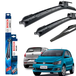 Kit Palheta Limpador de Parabrisa Dianteiro e Traseiro Fox Crossfox Spacefox 2013 Até 2022 Bosch