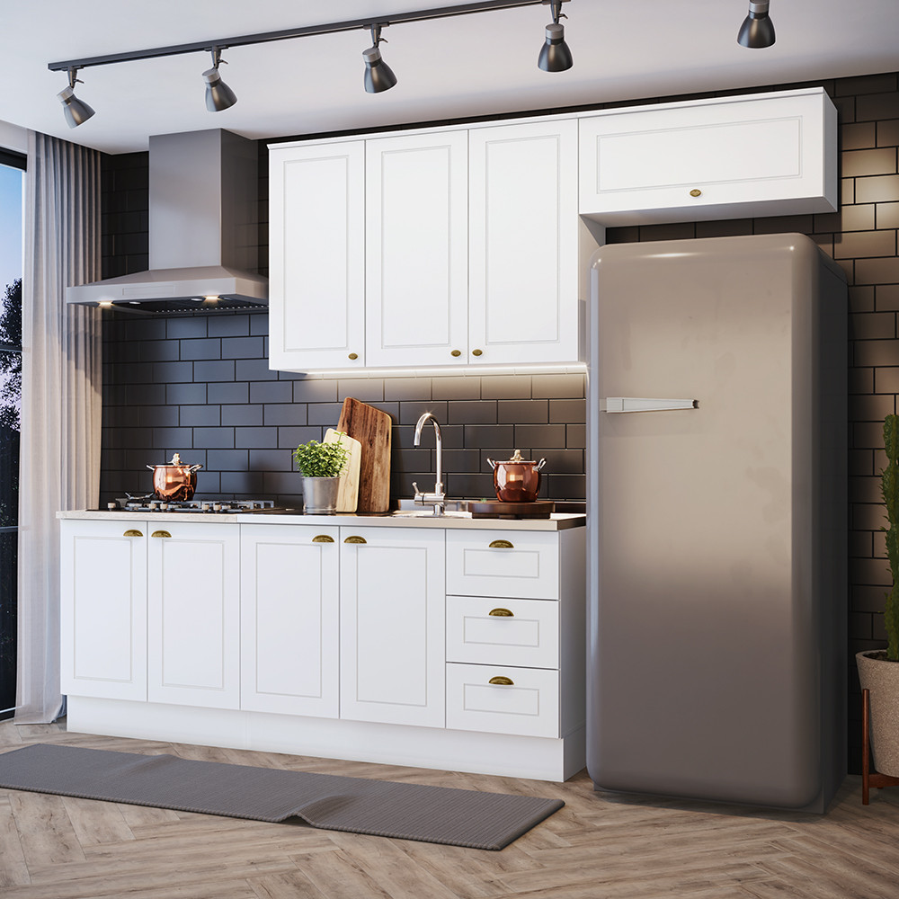 Cozinha Compacta 4 Peças com Aéreo 3 Portas Amy Casa 812