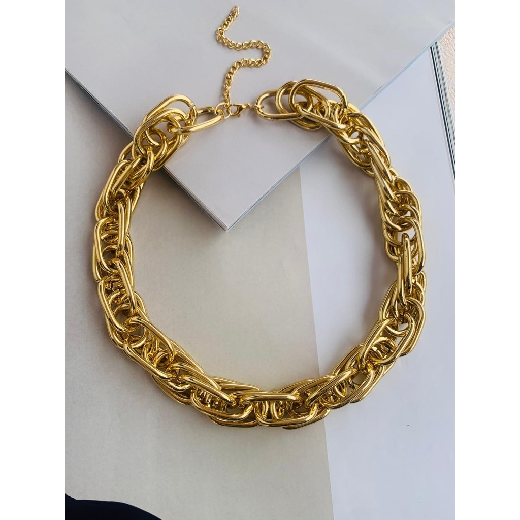 Colares Maxi banhado a Ouro colar maxi elos Maximalismo