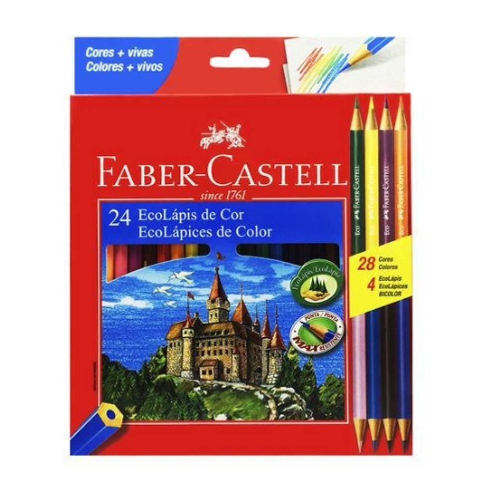 Lapis Cor 24 Cores Faber Com 4 Ecolapis em Oferta na Shopee