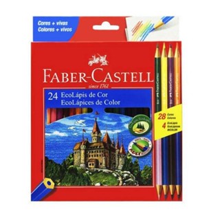 Lapis Cor 24 Cores Faber Com 4 Ecolapis em Oferta na Shopee