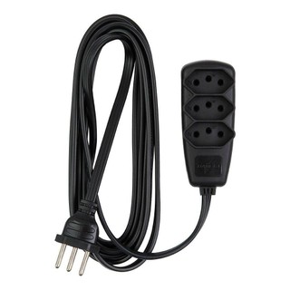 Extensão Daneva Sort Cabo PP 2P + T 3 x 0,75mm 3m Preta 3 Tomadas em Oferta na Shopee