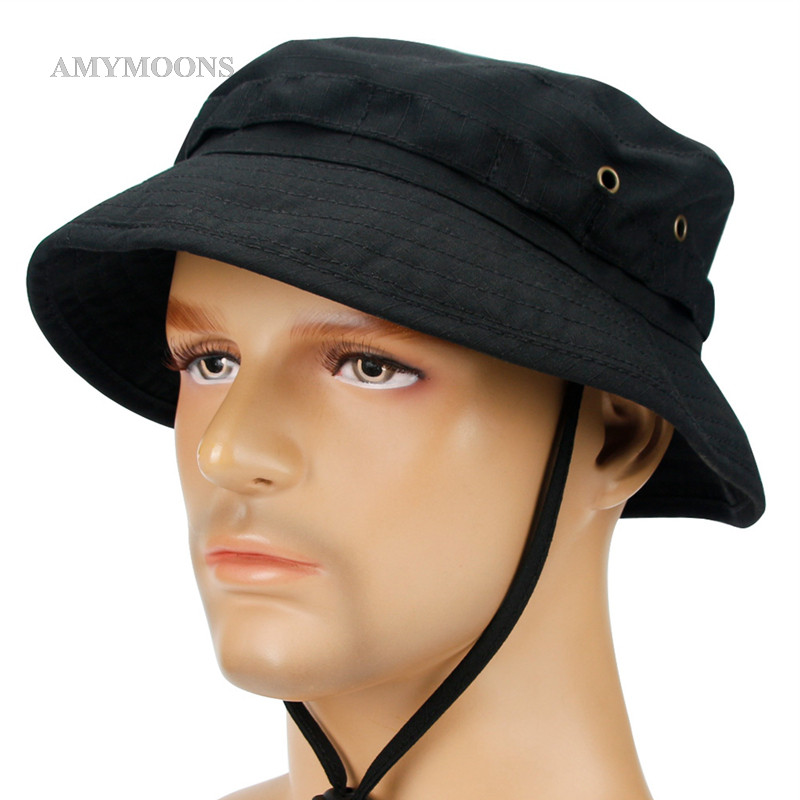 Amymoons Camuflagem Tática Chapéu Benny de Camuflagem Tática Chapéu Redondo de Segunda Geração Chapéu de Montanhismo de Pesca ao Ar Livre