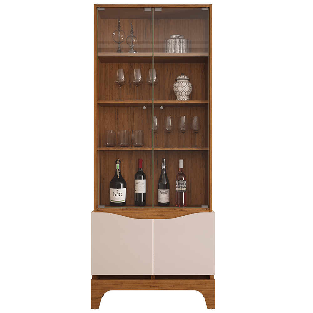 Cristaleira Para Sala de Jantar Bar Adega 2 Portas Clarice D05 Freijó Off White - Lyam Decor - Home & Living