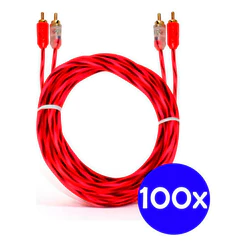 KIT 100 CABOS RCA CRISTAL MATTE 1M INJETADO PARA SOM AUTOMOTIVO