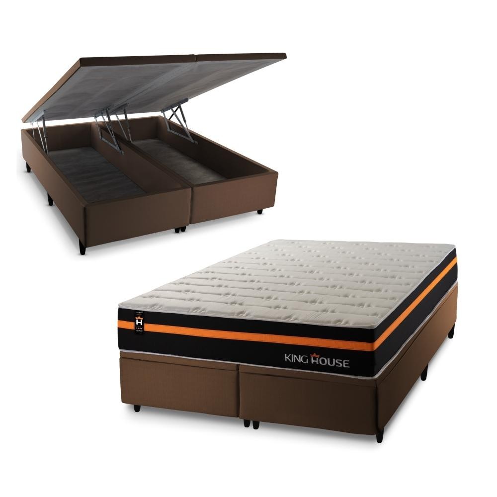 Conjunto Box Baú Sirius Preto 193x203x72 c/ Molas Ensacadas em Oferta na Shopee