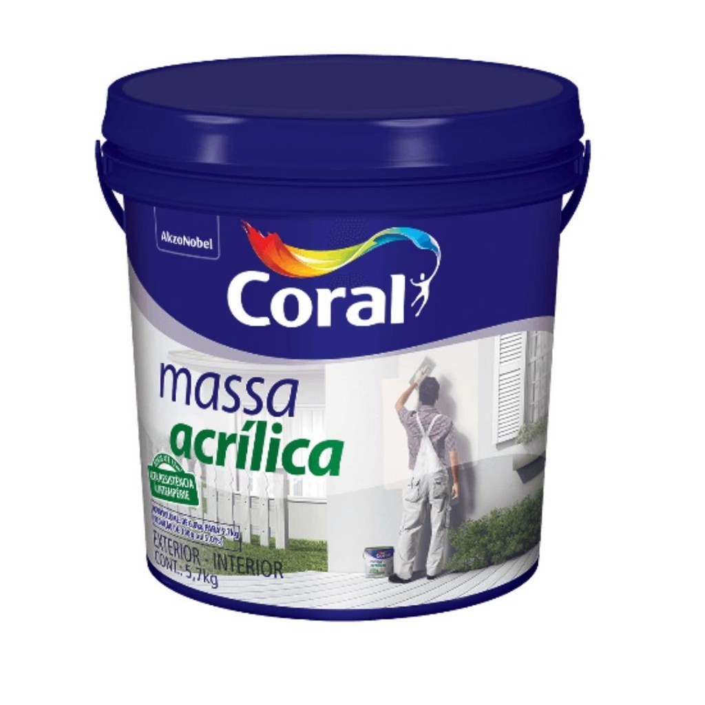 Massa Acrílica Branca Acabamento Fosco Coral 5,7kg em Oferta na Shopee