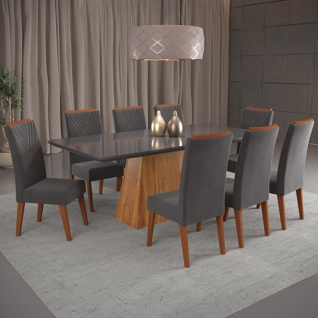 Mesa de Jantar 8 Lugares Barth com Vidro