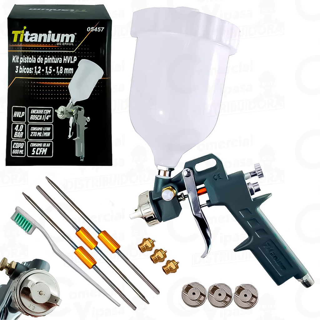 Kit 2 Pistolas De Pintura Anti Gravidade 600ml + 3 Bicos 1.2 1.5 1.8 + Kit Reparo Profissional