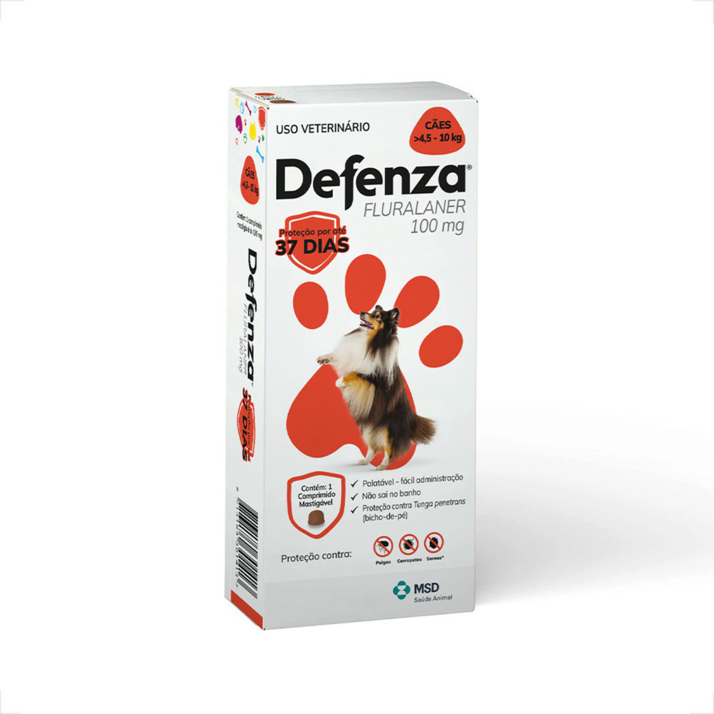 Defenza 100mg MSD Antiparasitário para Cães 4,5 a 10Kg - 1 Comprimido em Oferta na Shopee