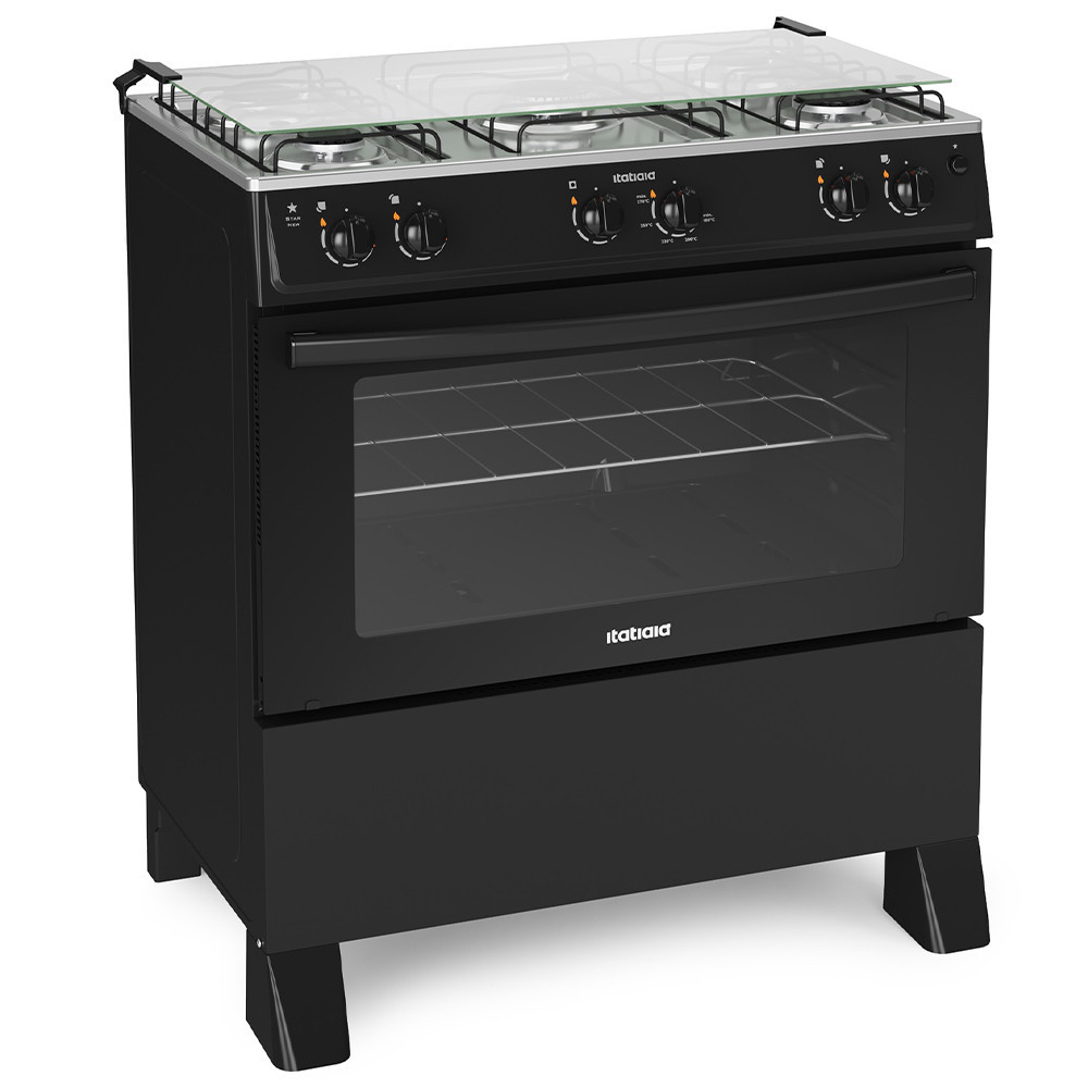 Fogão 5 Bocas à Gás Itatiaia Star New Acendimento Automático e Forno Limpa Fácil Preto Bivolt em Oferta na Shopee