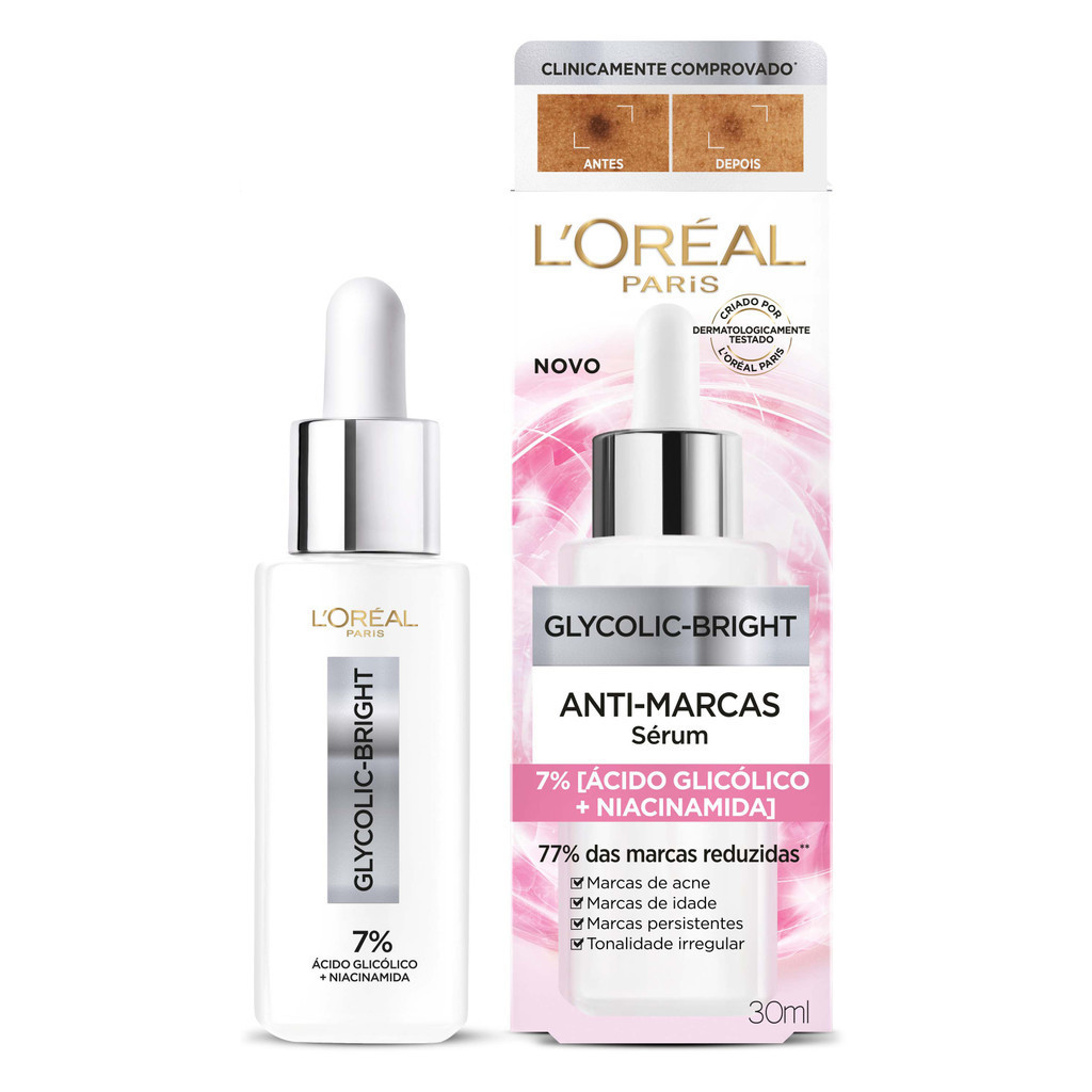 SÉRUM FACIAL ANTI MARCAS GLYCOLIC BRIGHT LORÉAL PARIS 30ML - Beauty