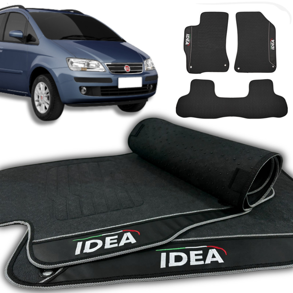 Tapete de Carro Idea 2012 2013 2014 2015 2016 Linha Premium Exclusivo Traseiro Inteiriço 3 Peças