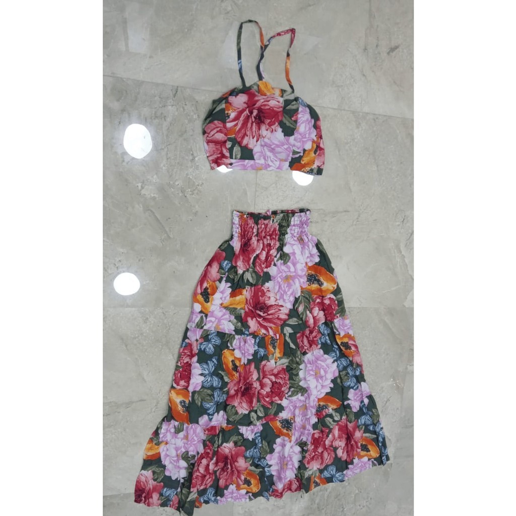 Conjunto De Saia Longa E Top Estampado. PRIMAVERA/VERÃO